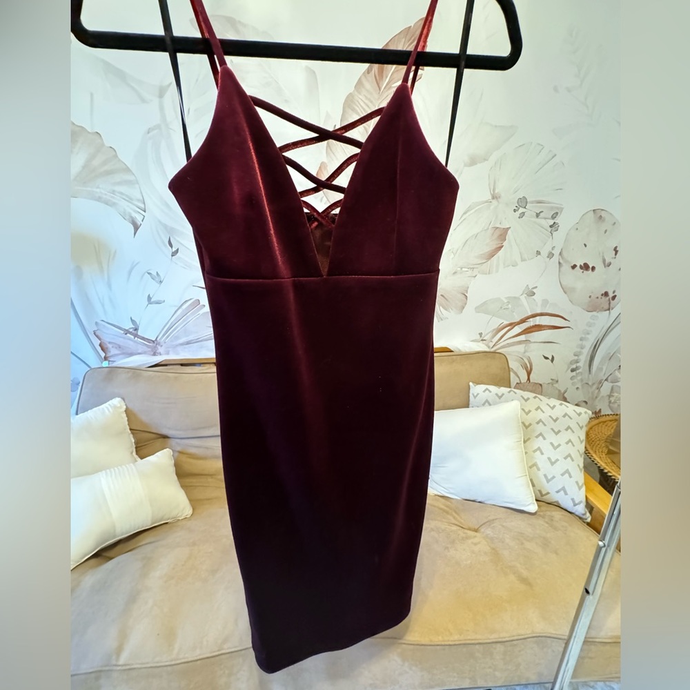 Maroon velvety dress